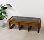 Alrob Mid Century Teak & Glass Nesting Coffee Tables