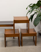 Alrob Mid Century Teak & Glass Nesting Coffee Tables