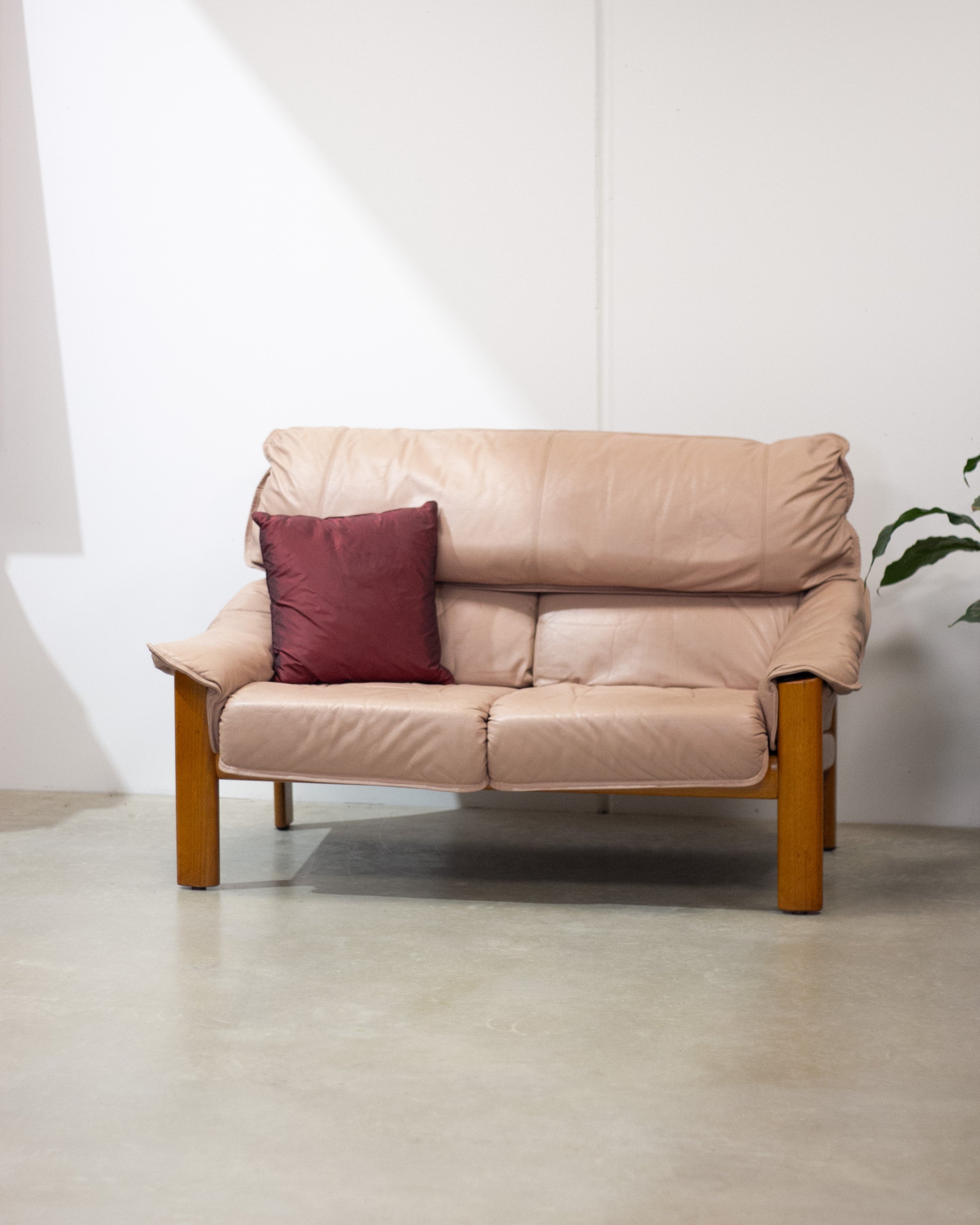 Mid Century Tessa 2 Seater Leather Lounge