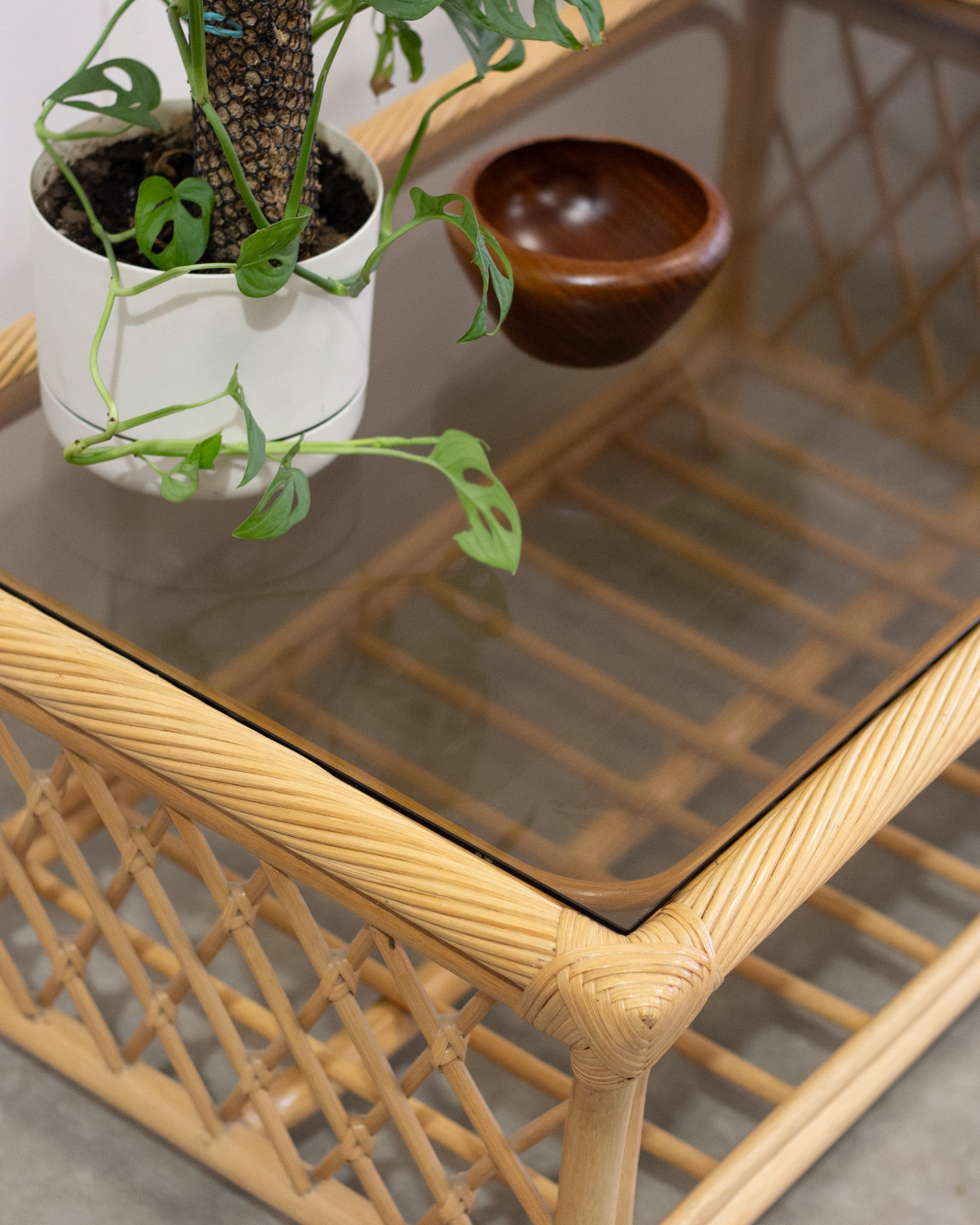 Vintage Rattan Cane Coffee Table