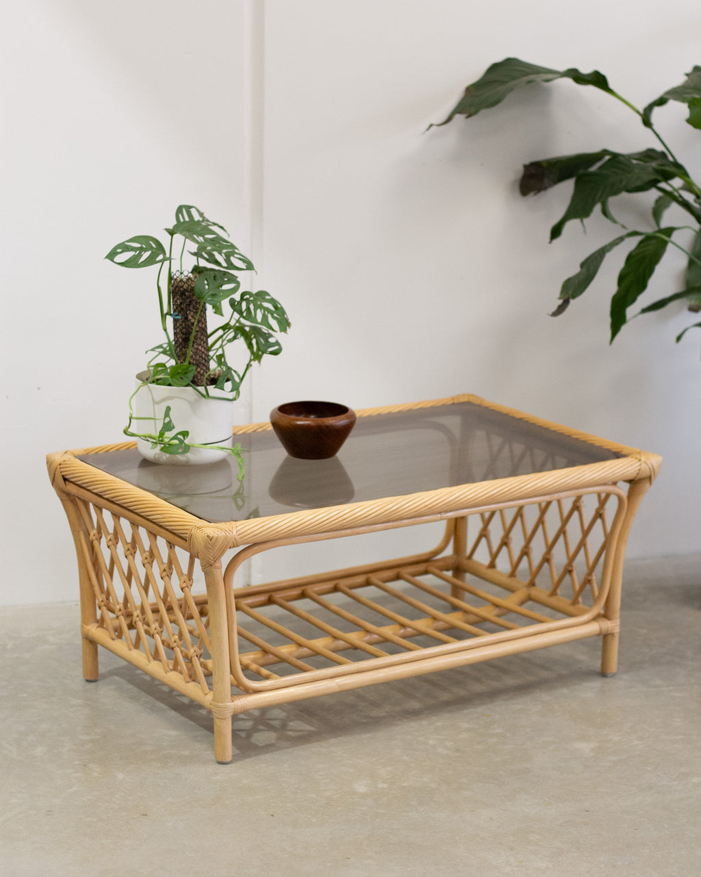 Vintage Rattan Cane Coffee Table