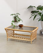 Vintage Rattan Cane Coffee Table