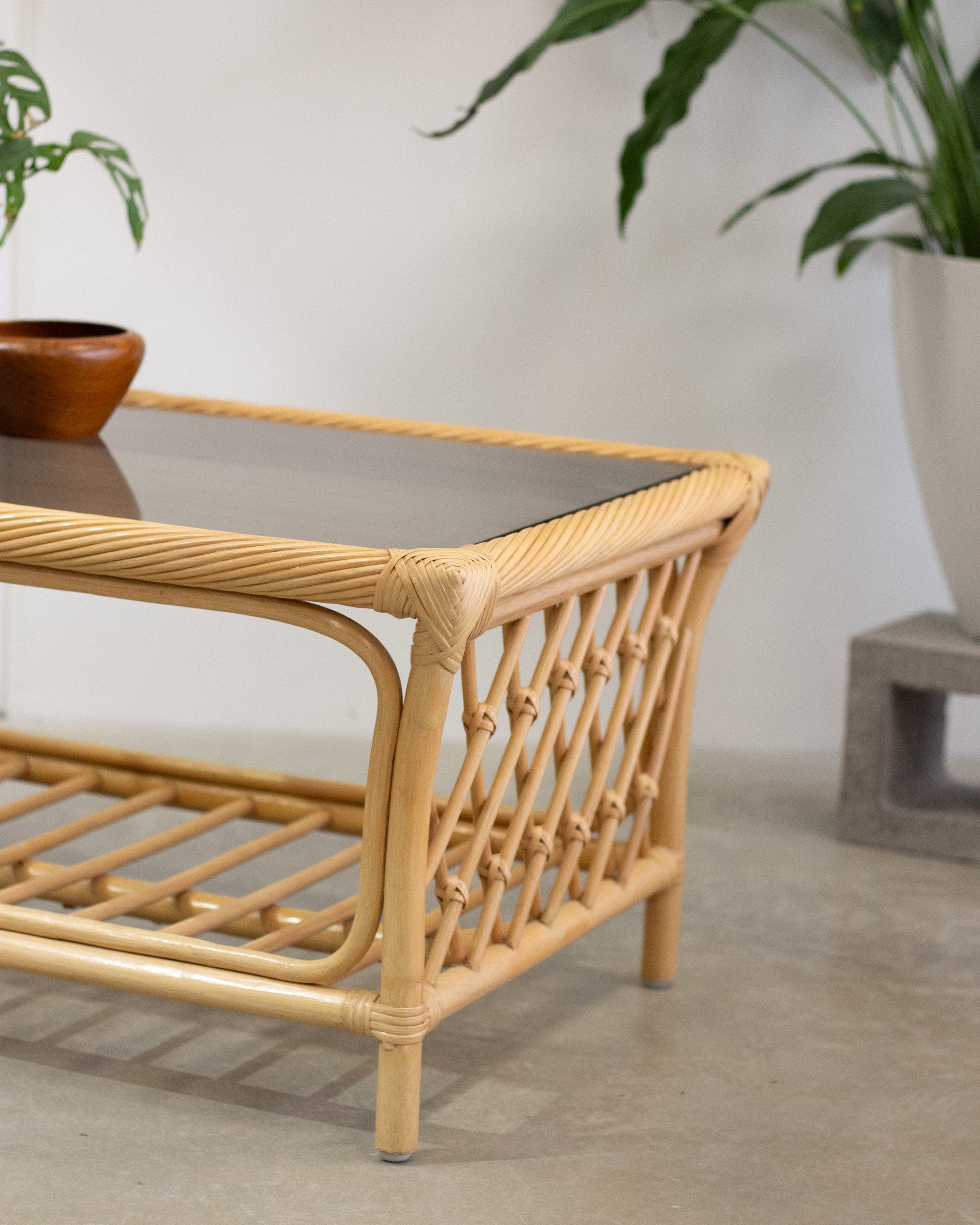 Vintage Rattan Cane Coffee Table