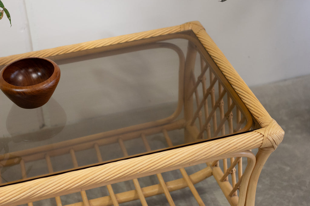 Vintage Rattan Cane Coffee Table